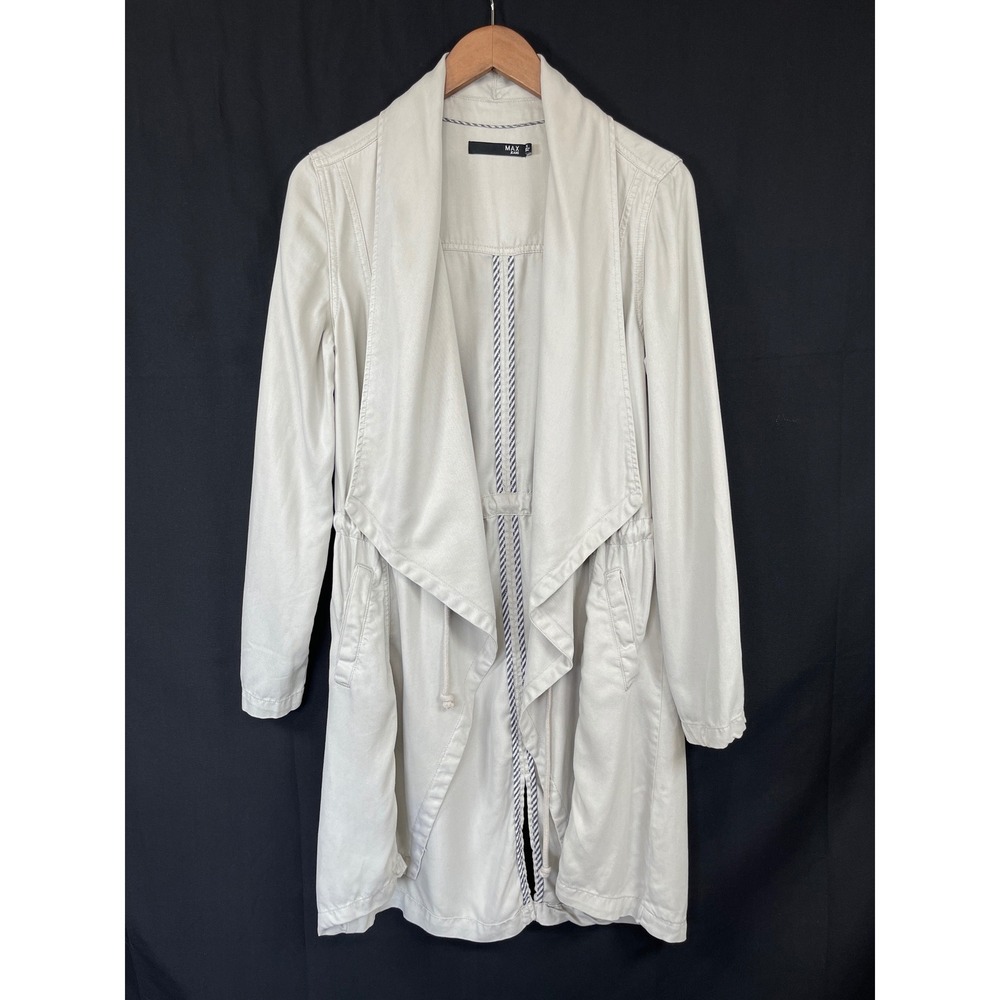 Max Jeans Draped Open Front Trench Jacket S Ligth Gray Tencel Utility Layers